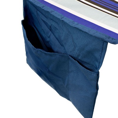 Blue and White Quilted Double Hammock with Metal Spreader Bars