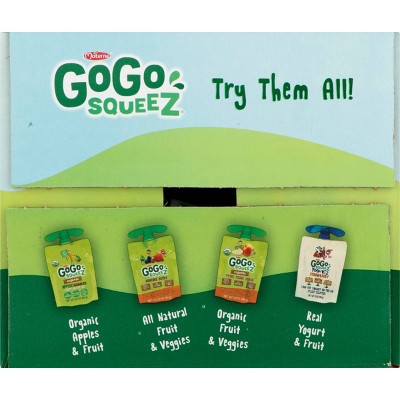 GoGo squeeZ Applesauce, Variety Apple/Banana/Strawberry - 3.2oz/20ct