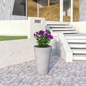 LeisureMod Pebble Fiberstone and MGO Clay Planter Tapered Round Planter Pot for Indoor and Outdoor - 1 of 4