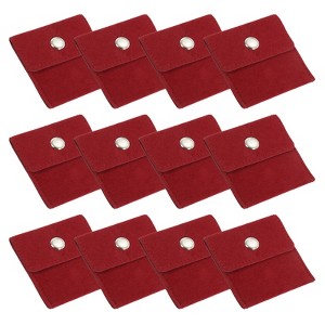 Unique Bargains Velvet Portable Earrings Bracelets Snap Button Jewelry Storage Bag 12 Pcs - 1 of 4