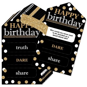 Big Dot of Happiness Adult Happy Birthday - Gold - Birthday Party Game Pickle Cards - Truth, Dare, Share Pull Tabs - Set of 12 - 1 of 4