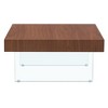 Vynxaria Walnut Square Coffee Table with Tempered Glass Legs - Modern & Elegant Design - 4 of 4
