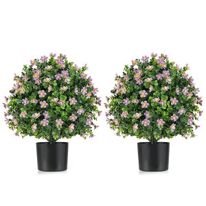 Resenkos 2-Pack Artificial Boxwood Ball Topiary Trees, Accented with  Flowers, - 1 of 4