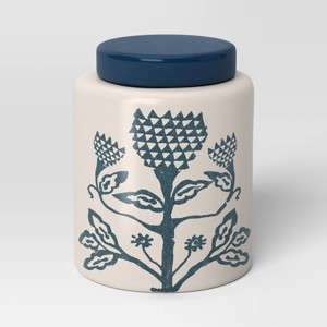 Large Stoneware Floral Food Storage Canister - Threshold™ - 1 of 3
