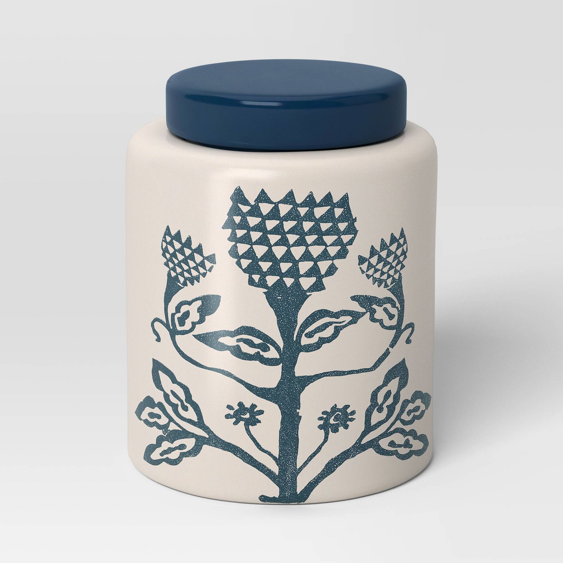 Large Stoneware Floral Food Storage Canister White - Threshold™