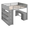 Full Size Metal Loft Bed with 2 Shelves and one Desk - 3 of 4