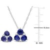EVERLY JEWELRY | Sterling Silver 3 1/3 CT TGW Created Sapphire and Created White Sapphire 3-Stone Earrings & Pendant Set - 18 in - 2 of 4