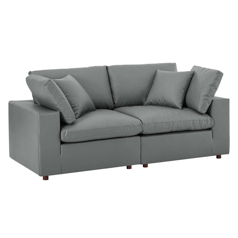 Commix Down Filled Overstuffed Vegan Leather Loveseat - Modway, 1 of 8