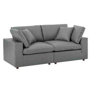 Commix Down Filled Overstuffed Vegan Leather Loveseat - Modway