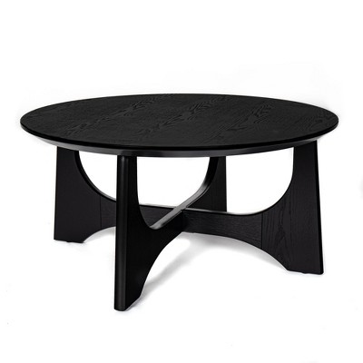 VYNXARIA 36" Round Coffee Table, Wooden Coffee Tables for Living Room Reception Room(Black)