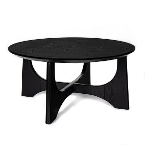 VYNXARIA 36" Round Coffee Table, Wooden Coffee Tables for Living Room Reception Room(Black) - 1 of 4