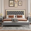 1pc Bed Frame Upholstered Velvet Platform with LED Headboard, No Box Spring Needed, Modern Design for Bedroom - Baofuwish - 3 of 4