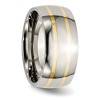 Black Bow Jewelry Men's 10mm Titanium & 14k Gold Inlay Polished Domed Band - 4 of 4