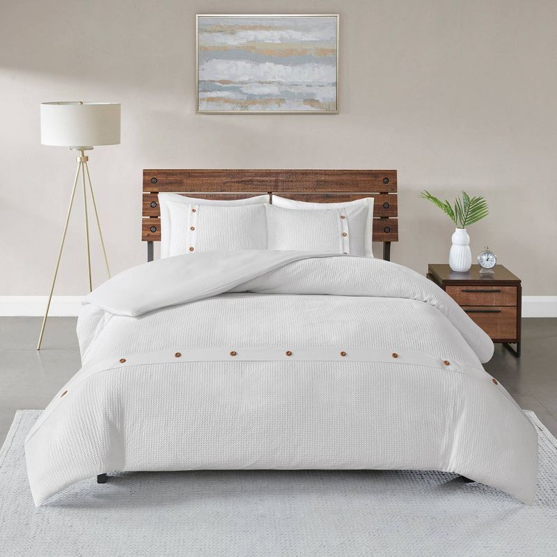 3pc Lucina Cotton Waffle Weave Duvet Cover Set, 4 of 13