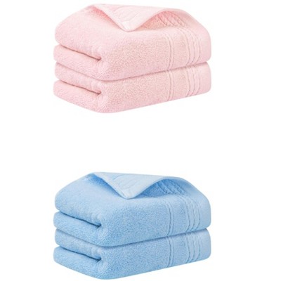 Unique Bargains Striped Pattern Soft Comfort Hand Towels for Bathroom Camp 4 Pcs 14" x 30"