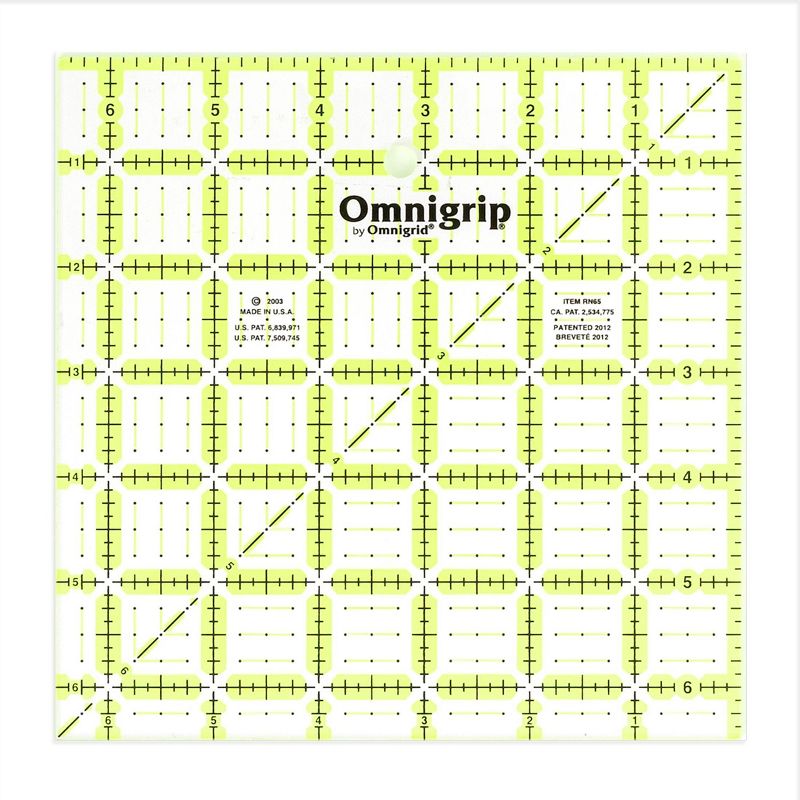 Omnigrid 6-1/2&#34; x 6-1/2&#34; Non-Slip Square Quilting Ruler, 1 of 3