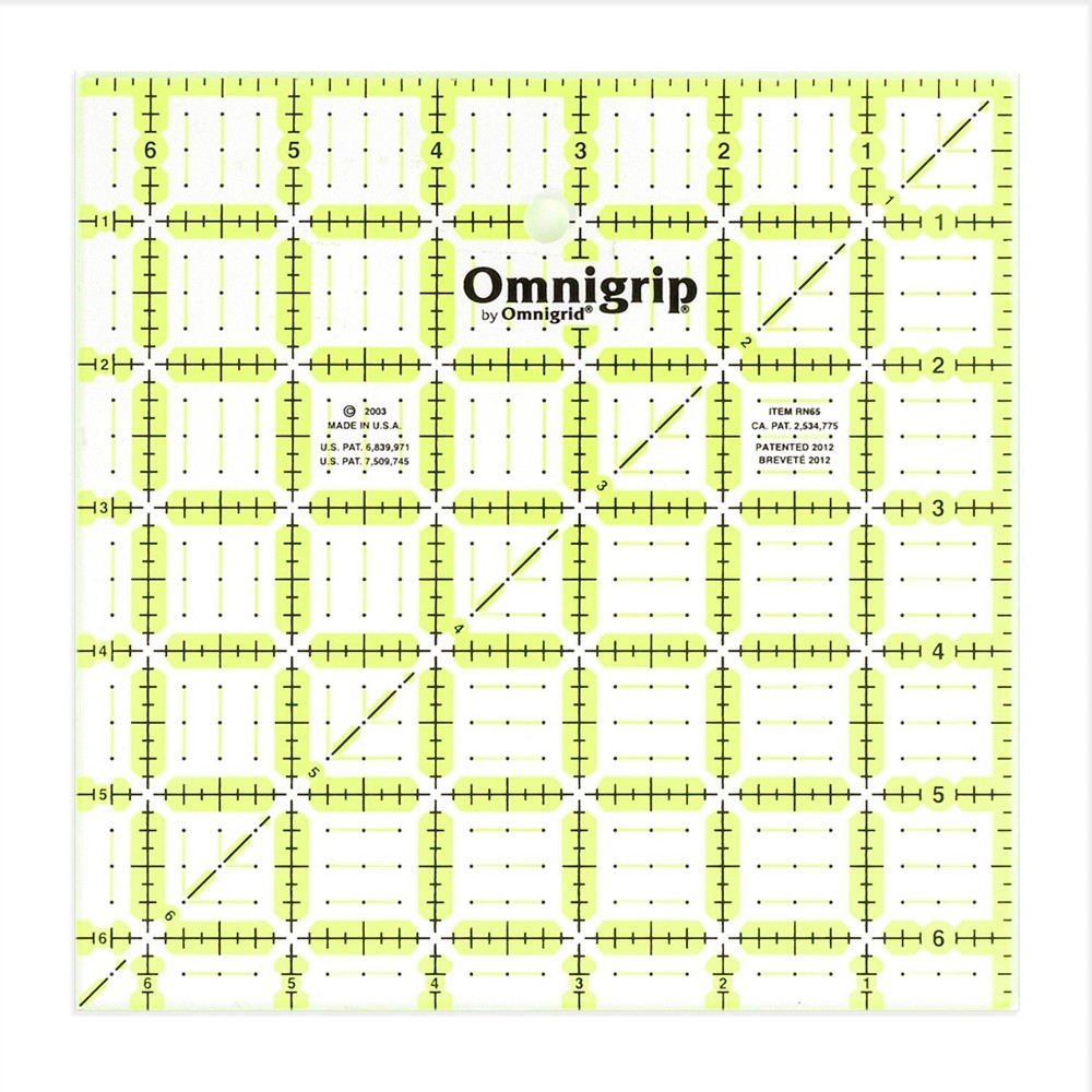 Omnigrid 6-1/2" x 6-1/2" Non-Slip Square Quilting Ruler: Quilting Supplies, Sewing Tools, 6.5" Template