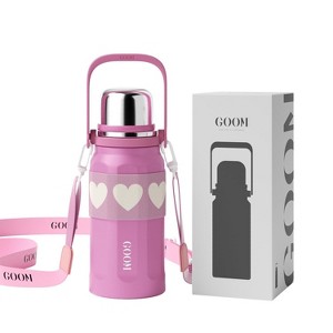 32 oz Insulated Water Bottle with Carry Strap & Strainer - Wide Mouth Stainless Steel Thermos for Hot/Cold Drinks - 1 of 4