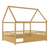 Gulches Full Size House Roof Floor Bed - Solid Pine Wood Bed with 20'' Safety Guardrails, Spacious Entrance, Natural Finish, Easy Assembly - 3 of 4
