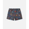 Deux par Deux Boy Printed Boardshorts Orange, Red, and Blue Sharks on Gray - 4 of 4