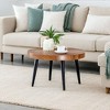 NicBex Modern Annular Texture Round Coffee Table with Black Sprayed Metal Legs,Natural Wood Side Table,Center Table for Living Room - 4 of 4