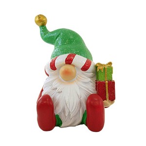 Transpac 5.5 Inch Bright And Merry Gnome Christmas Button Nose Long Beard Gnome Figurines - 1 of 3