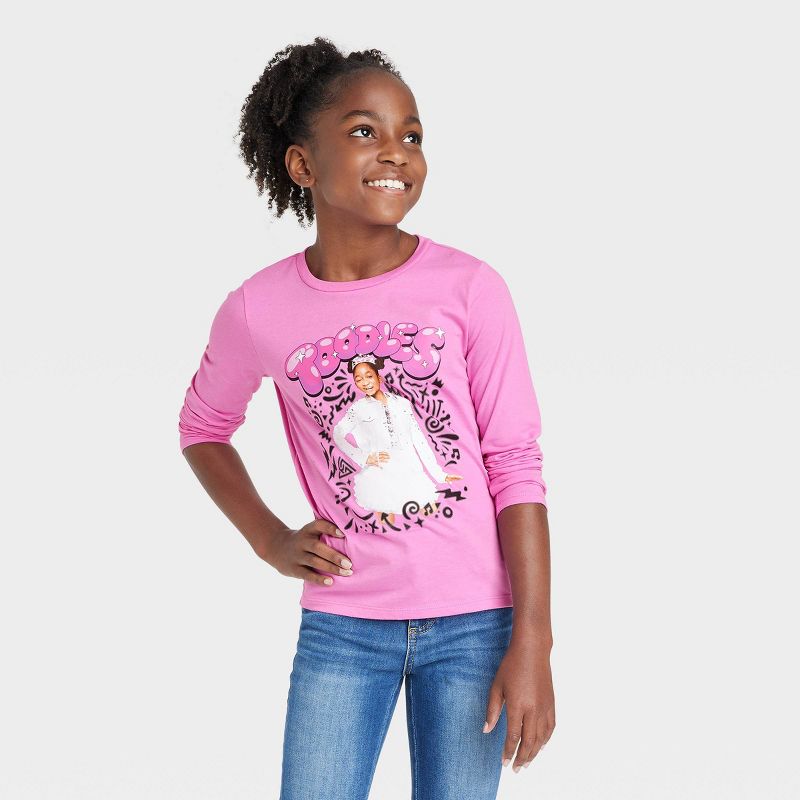 Girls' Nickelodeon That Girl Lay Lay Toodles Long Sleeve Graphic T-Shirt - Pink, 1 of 4