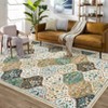 Modern Washable Area Rug, Vintage Distressed Throw Carpet with Non Slip Backing, Low Pile Stain Resistant Floor Cover for Home - 2 of 4