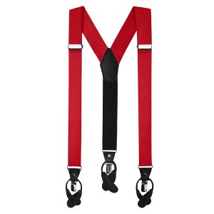 Jacob Alexander Men's Solid Fabric Suspenders – Convertible Leather Ends & Clips, Y-Back - 1 of 4