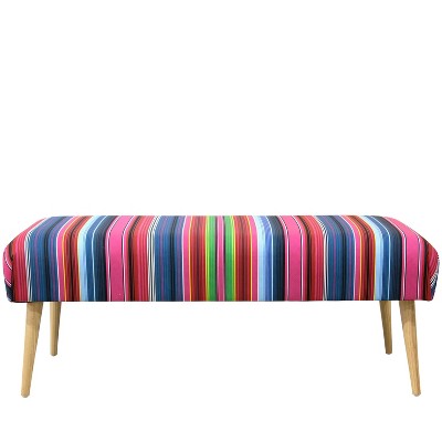 Bench with Cone Legs in Serape Stripe Bright - Skyline Furniture