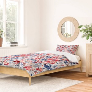 Deny Designs Ninola Design Liberty Colorful Petals Red and Blue Twin/Twin XL Duvet and Sham Set (2-3pc Set) - 1 of 4