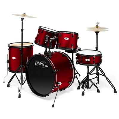 Ashthorpe 5-Piece Full-Size Complete Adult Drum Set with Remo Batter Drumheads