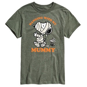 Men's - Peanuts - Snoopy and Woodstock Hanging with My Mummy Short Sleeve Graphic T-Shirt - 1 of 4