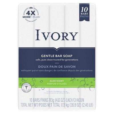 Ivory Gentle Bar Soap Aloe Scent 4 Oz., 10 Count