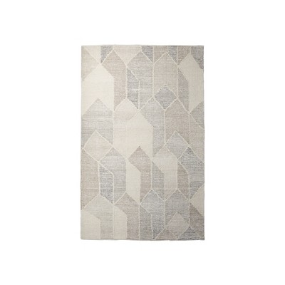 Beige Gray And Ivory Wool Geometric Hand Woven Area Rug