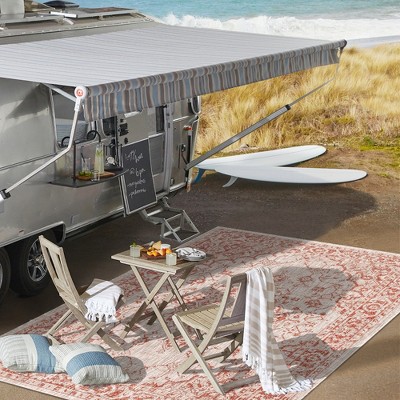 Rozetta Red and Taupe Medallion Flatweave Indoor/Outdoor Rug