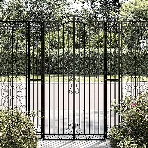 vidaXL Garden Gate Black 47.6"x3.1"x70.9" Wrought Iron - 1 of 4