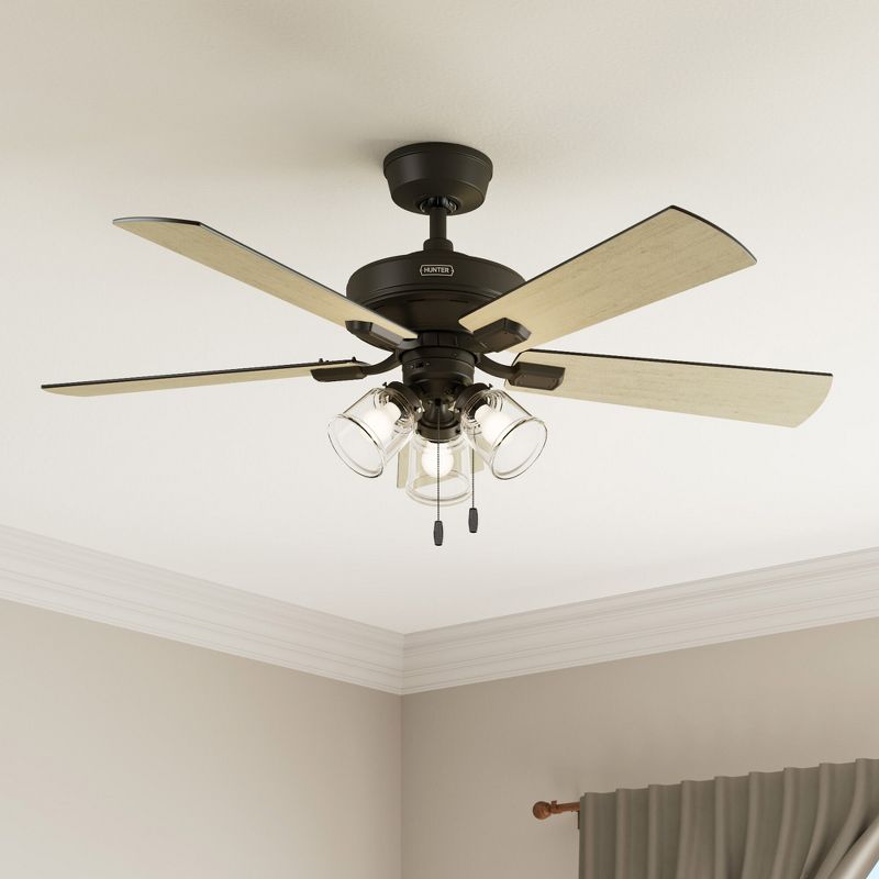 52" Crestfield Ceiling Fan with Light Kit and Pull Chain (Includes LED Light Bulb) - Hunter Fan, 5 of 15