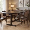 HomeRoots 94" Dark Brown Solid Wood Trestle Base Oval Dining Table - 2 of 4