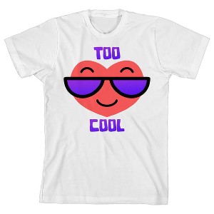 Valentine's Day Too Cool Heart Crew Neck Short Sleeve Youth White T-shirt - 1 of 3