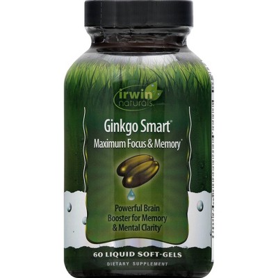 irwin naturals Ginkgo Smart Maximum Focus & Memory Dietary Supplement Liquid Softgels - 60ct