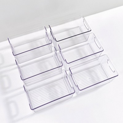 iDESIGN 6pc 10"x 6"x 5" Recycled Plastic Organizer bins: Clear Kitchen Storage, Dishwasher-Safe, Cabinet Organizers — фото 2