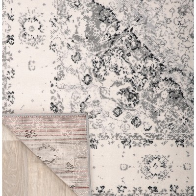 Blue Synthetic Reversible Medallion Runner Rug