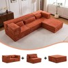 Circle Fleece Compression Mahjong Convertible L-Shaped Sectional Sofas with 1 Ottoman and No Assembly Required - 4 of 4