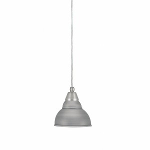 Toltec Lighting Any 1 - Light Pendant in  Brushed Nickel with 7" Brushed Nickel Double Bubble Metal Shade Shade - 1 of 1