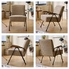 High Back Accent Chair,Modern Corduroy Pattern Fabric Armchair with Solid Wood Armrests & Metal Legs for Living Room,Bedroom-Baofuwish - 3 of 4