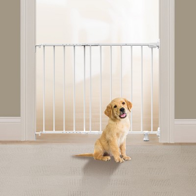 White Metal Swinging Stairway Baby Gate, 28-42 Inches