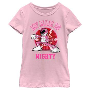 Girl's Power Rangers My Mom Is Mighty Pink T-Shirt