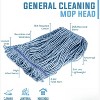 Commercial Cotton String Mop Head Refill - Blue Looped-End Design for Heavy-Duty Wet Mopping, Industrial Grade - 2 of 4