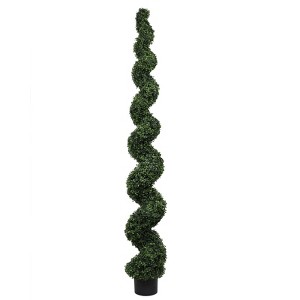 Racxily 7FT Spiral Topiary Trees, Artificial Outdoor Faux Boxwood Plants, Large Twisted Green Potted Trees for Garden Front Porch Patio Decor, 1pc/set - 1 of 4